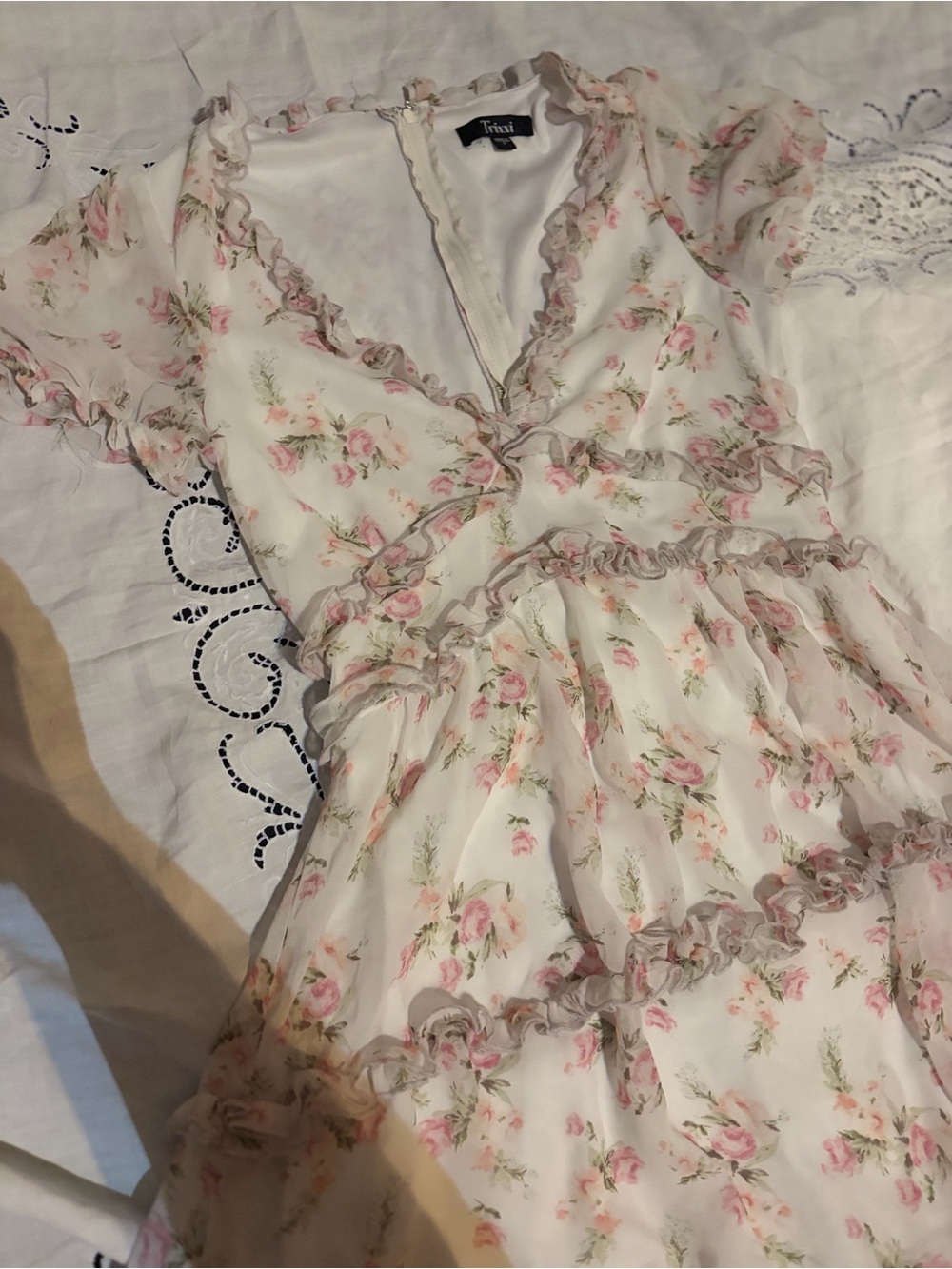 Trixxi Floral Ruffle Tiered Dress Coquette Cottagecore Romantic Fairycore Small